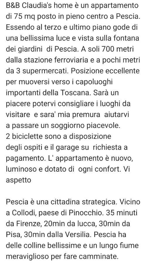 Claudia'S Home Pescia Eksteriør bilde